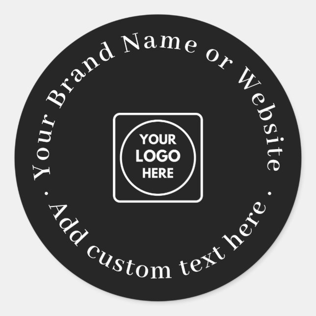 Calcomanía redonda negra | Logotipo empresarial mo (Anverso)