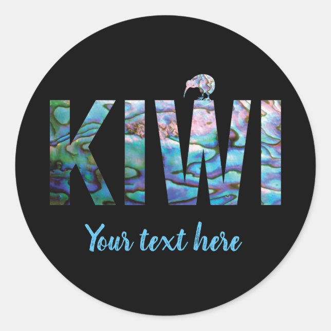 CALCOMANÍA REDONDA PERSONALIZABLE DE KIWI DE NUEVA (Anverso)