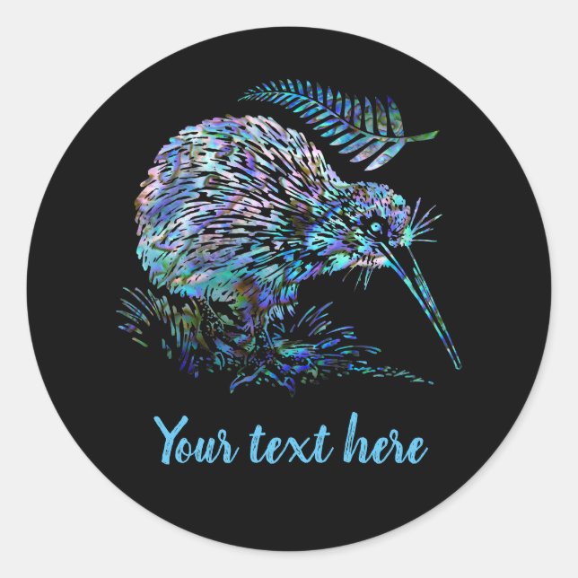 CALCOMANÍA REDONDA PERSONALIZABLE DE KIWI DE NUEVA (Anverso)