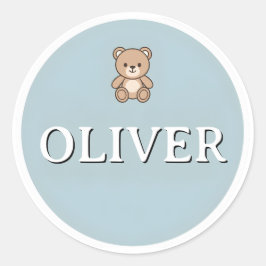 Calcomanía redonda personalizable nombre niños – O