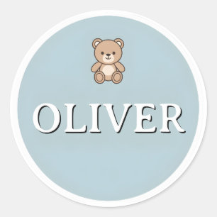 Calcomanía redonda personalizable nombre niños – O