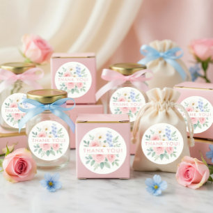 Calcomanía redonda personalizada "Gracias" con ros