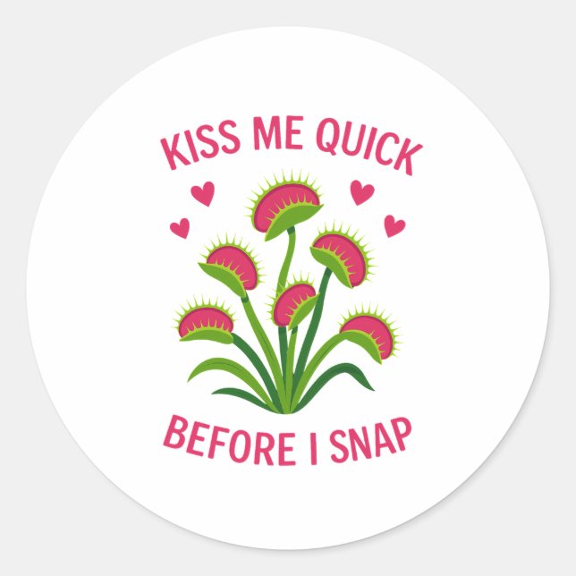 Calcomanía redonda Venus Flytrap Kiss Me Quick (Anverso)