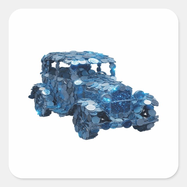 Calcomanía regalo de coche de moneda azul plateada (Anverso)