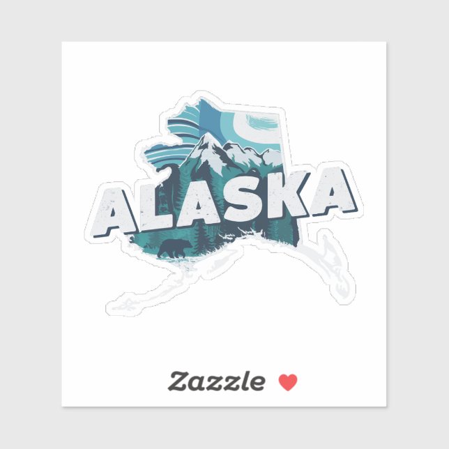 Calcomanía retro del estado de Alaska (Hoja)