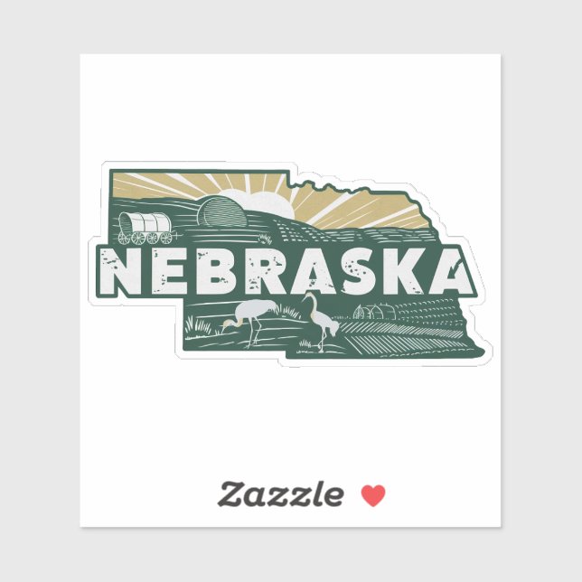 Calcomanía Retro del Estado de Nebraska para Autom (Hoja)