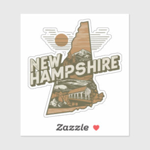 Calcomanía Retro del Estado de New Hampshire