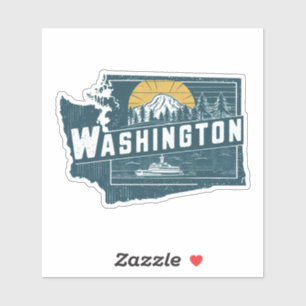 Calcomanía Retro del Estado de Washington