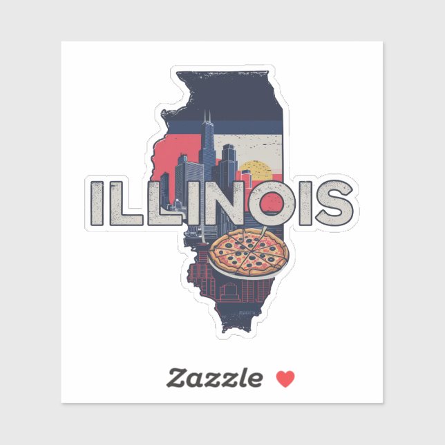 Calcomanía Retro Illinois (Hoja)