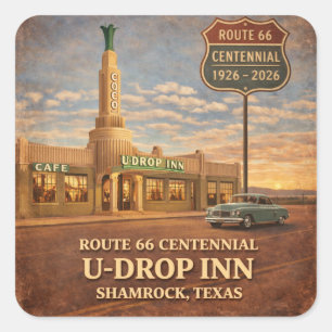 Calcomanía Retro Ruta 66 Shamrock Texas