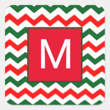 calcomanía roja y verde inicial personalizada