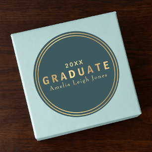 Calcomanía simple de graduación en azul turquesa y