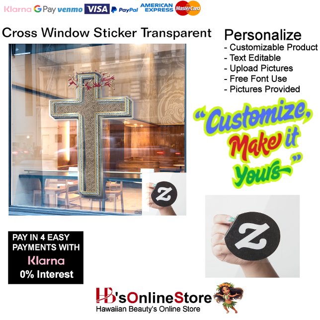 Calcomanía Transparente para Ventana de Negocios C (Business Cross Window Sticker Transparent.
)