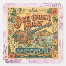 Calcomanía Vintage de Guitarra de Acero FRIDAY Wai