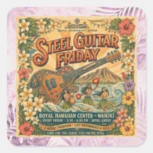 Calcomanía Vintage de Guitarra de Acero FRIDAY Wai