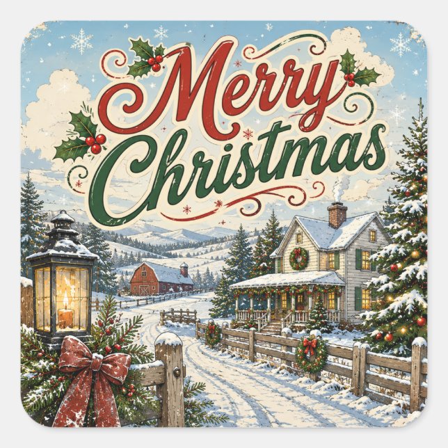 calcomanía vintage de navidad (Anverso)