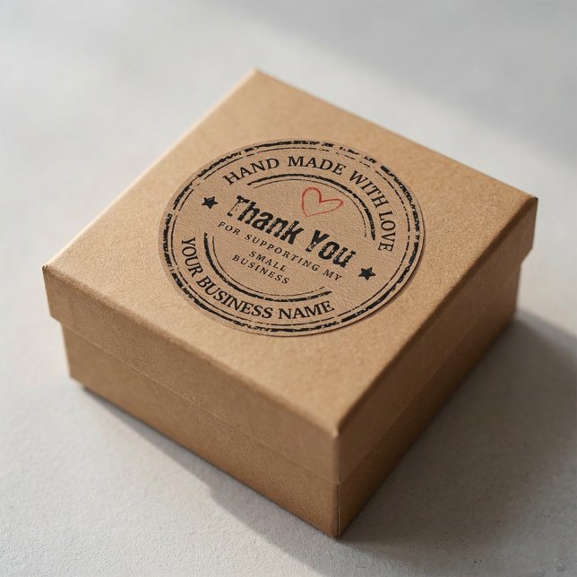 Calcomanía Vintage Hecha a Mano de Agradecimiento  (#vintagesticker #handmadevintage #packagingdesign #smallbusiness #thankyousticker #kraftstyle )