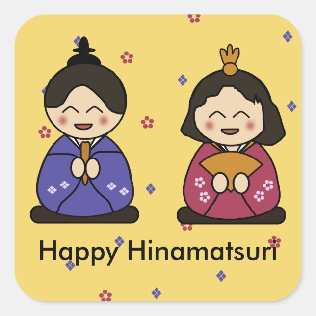 Calcomanías cuadradas de Hina Ningyo (Anverso)