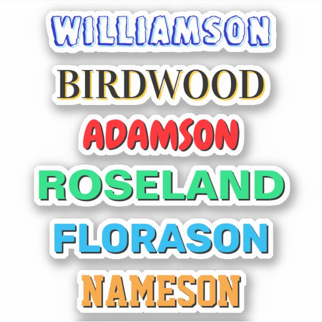 Calcomanías de Apellido Personalizadas (Nombres de (Anverso)