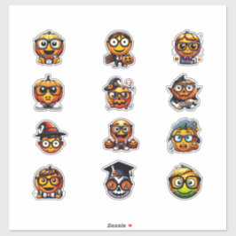 Calcomanías de calabaza con emoji de nerd de Hallo