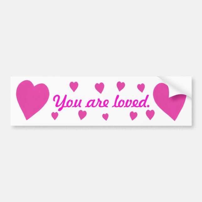 Calcomanías de corazones rosados en blanco Te amo (Frente)