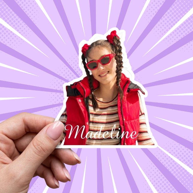 Calcomanías de Fotos Personalizadas | Calcomanías  (Remove background, add name, adjust text color, size, and position to fit your image.)