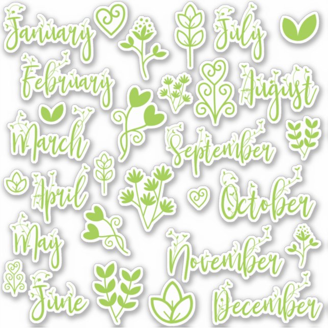 Calcomanías de Journal de Hoja de Caligrafía de 12 (Anverso)