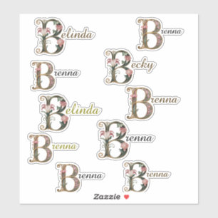 Calcomanías de nombre de vinilo de letra B de Art