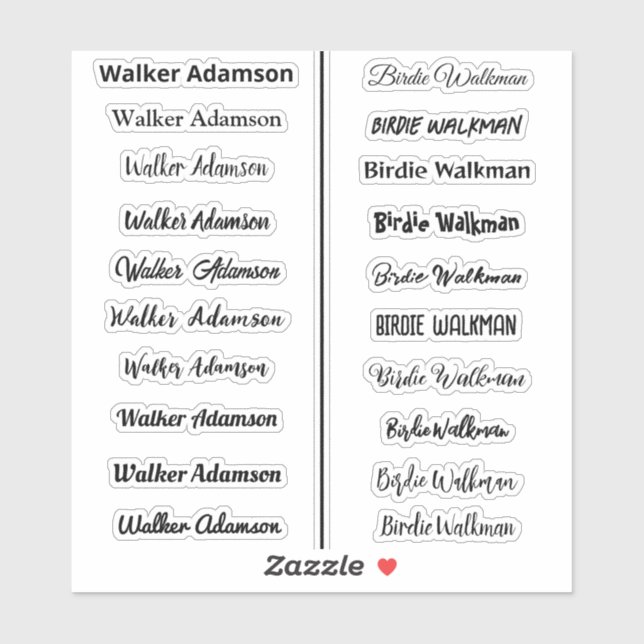 Calcomanías de nombres con estilo (Hoja)