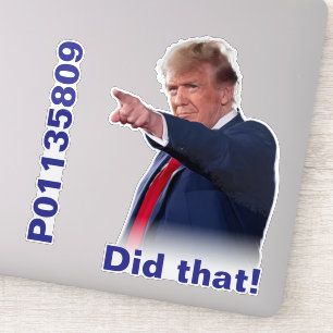 Calcomanías de preso P01135809 y "¡Eso hice!"