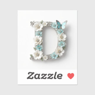 Calcomanías de vinilo D de su monograma floral ele