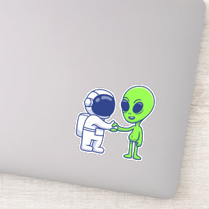 Calcomanías de vinilo de astronauta conoce a alien