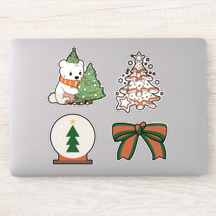 Calcomanías de vinilo de Navidad: Oso lindo, árbol