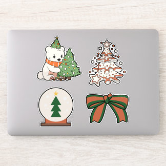 Calcomanías de vinilo de Navidad: Oso lindo, árbol