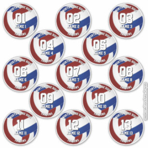 calcomanías de voleibol azul granate para 13 atlet