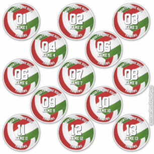 calcomanías del equipo de voleibol rojo verde para