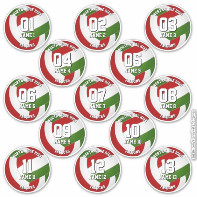 calcomanías del equipo de voleibol rojo verde para (Anverso)