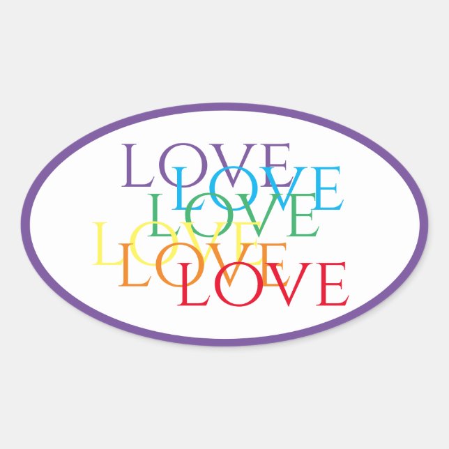 CALCOMANÍAS OVALADAS DE RAINBOW LOVE / Morado (Anverso)