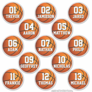 calcomanías personalizadas de baloncesto para 13 n