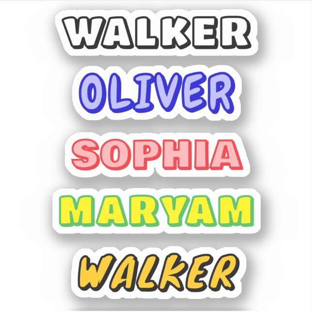 Calcomanías Personalizadas de Nombre Impermeables (Anverso)
