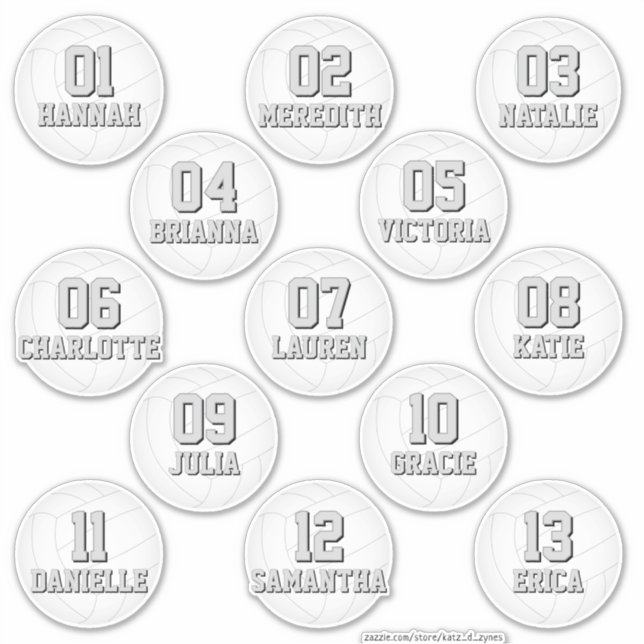 calcomanías personalizadas de voleibol para 13 niñ (Anverso)