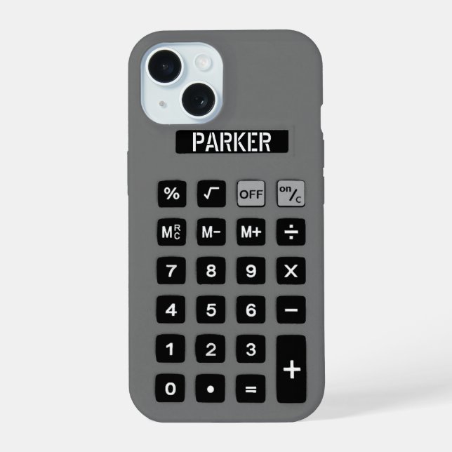 Calculadora gris con nombre  (Reverso )