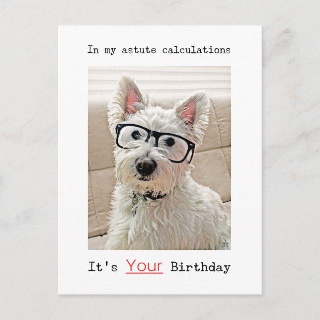 Cálculo de Westie, es tu cumpleaños, postal (Anverso)