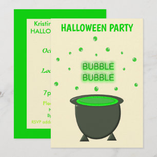 Caldero y Poción Verde Burbujeante Invitación Pers