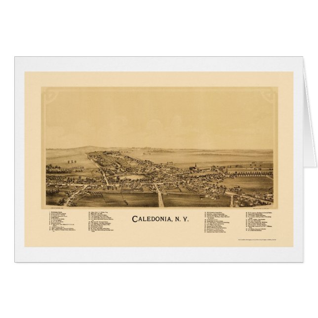 Caledonia, mapa panorámico de NY - 1892 (Anverso (Horizontal))