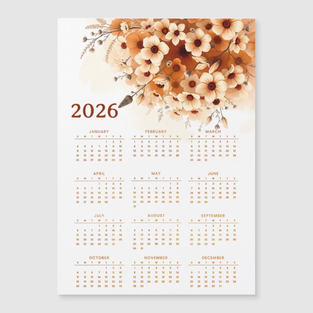 Calendar 2026 with flowers (Anverso)