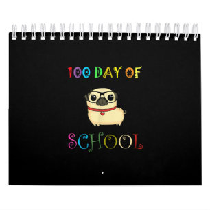 Calendario 100° Día De Colegios Pug Teachers Niños Felices