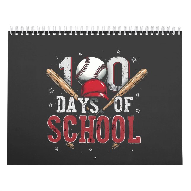 Calendario 100 días de amantes del deporte escolar de béisbol (Tapa)