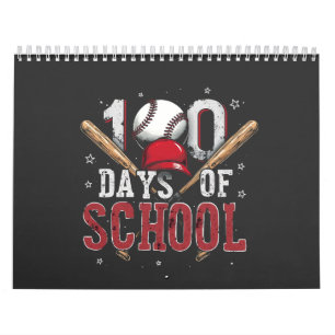 Calendario 100 días de amantes del deporte escolar de béisbol