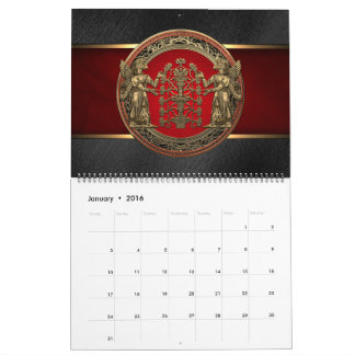 Calendario [100] Dos Ninurtas de oro con árbol de la vida